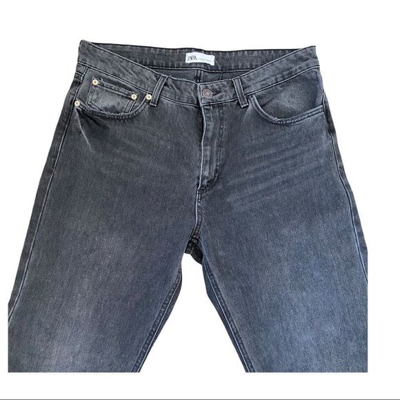 NWT ZARA HI-RISE SPLIT SLIM FIT JEANS BLACK SIZE 12 - Picture 4 of 10